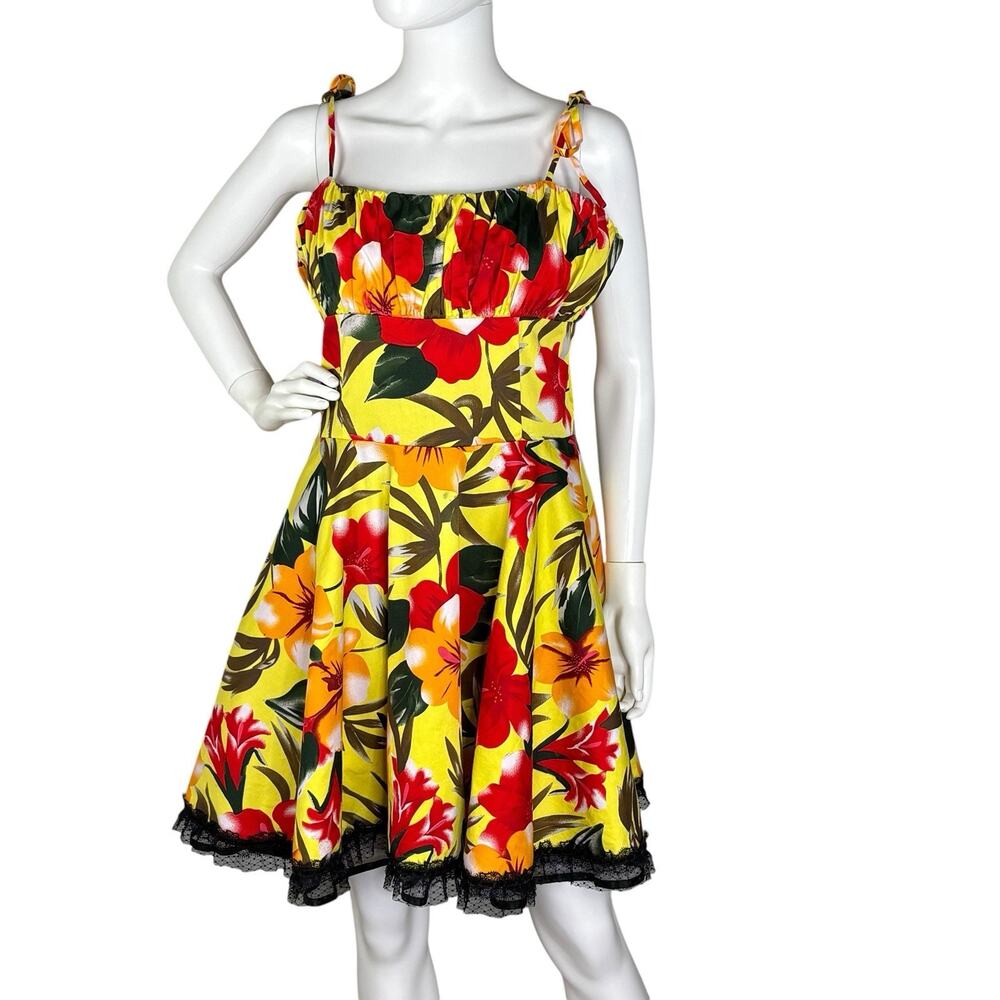 Voodoo Vixen Dress Sleeveless Tropical Rockabilly Dopamine Size XL